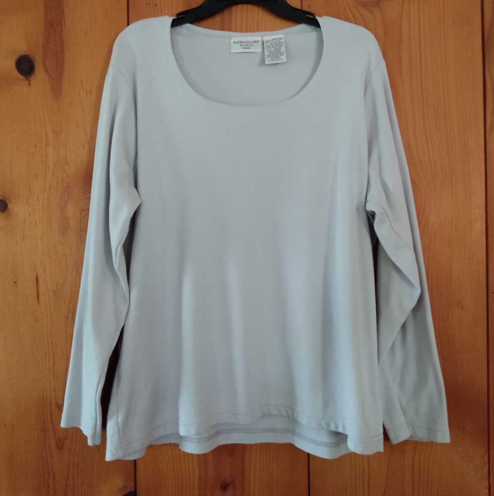 Faded Glory Woman Knit Scoop Neck Top Long Sleeves